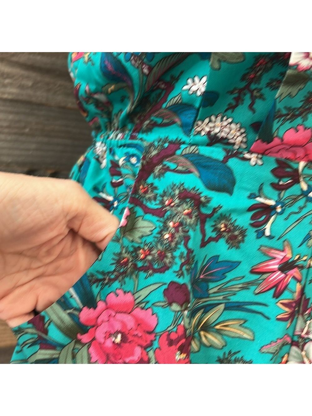 ASOS Floral Teal Cap Sleeve Romper Size 4 - Picture 6 of 13